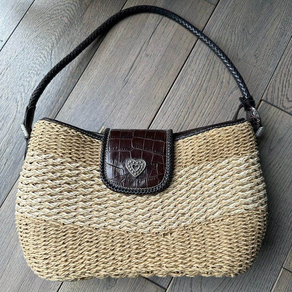 Brighton Handbags - Brighton Brown and Tan Woven Shoulder Bag